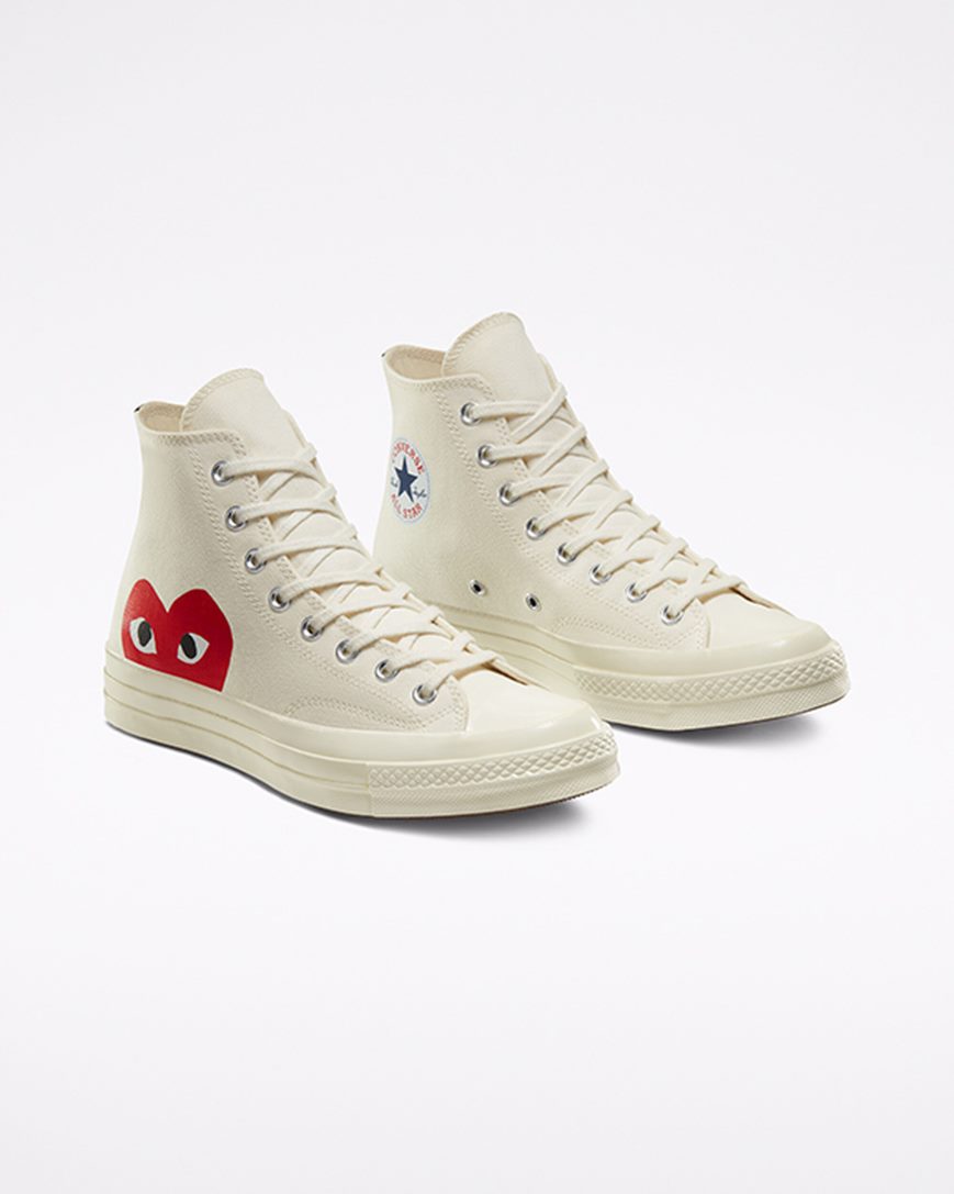 Tenisky Vysoke Converse x Comme des Garçons PLAY Chuck 70 Panske Biele Červené | SK DPG11U0